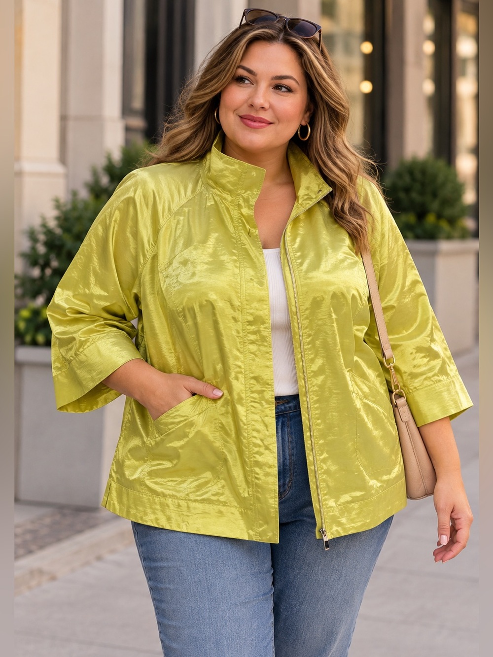 Charter Club Lime Green Satin Jacket – Size XL